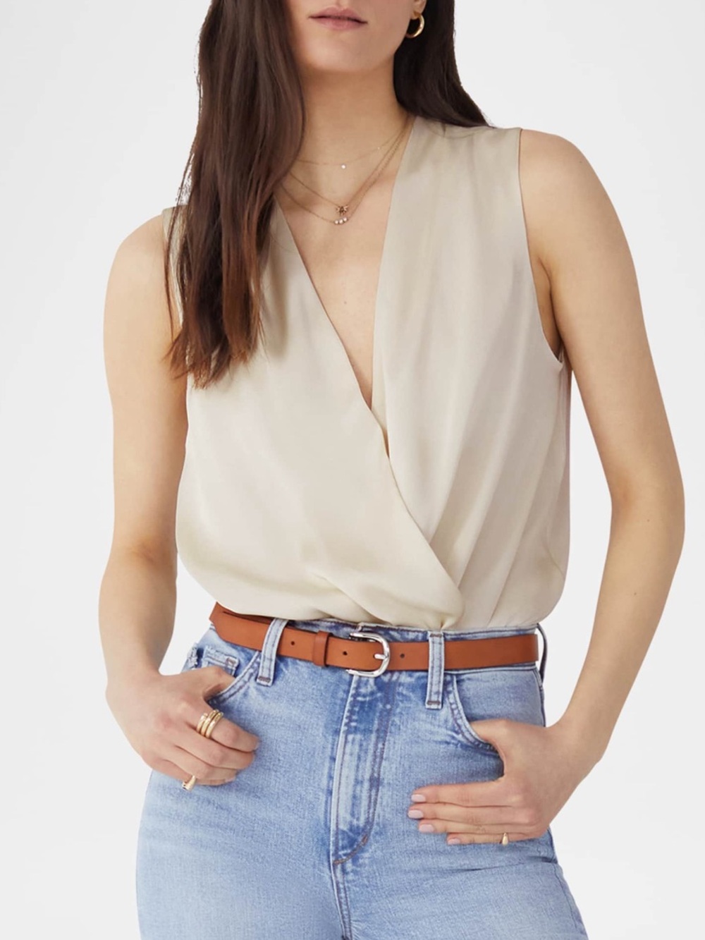 Favorite Daughter
Date Sleeveless Satin Bodysuit
$188 size Small NWOT ivory